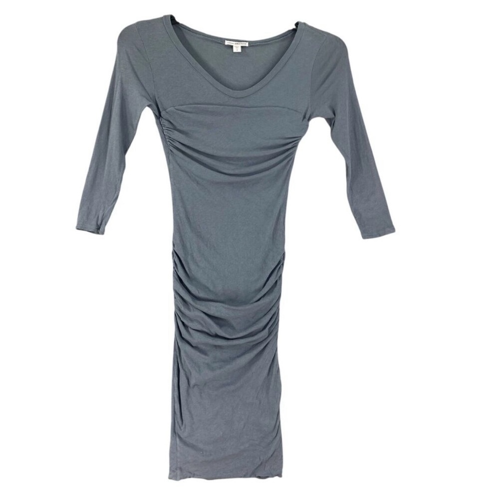 James Perse ruched dress, grayish blue, size 4